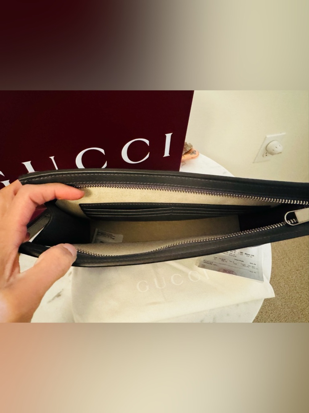 New Gucci Black/Gray GG Supreme Canvas Messenger Bag - Picture 2 of 4